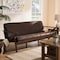 Baxton Studio Bianca Walnut Wood Dark Brown Distressed Faux Leather 3-Seater Sofa 140-7546 - alternate 2